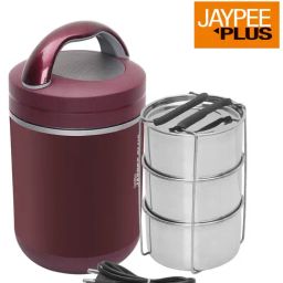 Jaypee Plus Hotline Maroon 3 Electric Lunch Box With Steel Container And Power Cord image 2