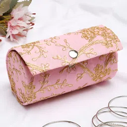 YouBella Pink And Gold-toned Self Design Water Resistant Jewellery Organiser-picture-54