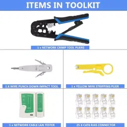 FEDUS RJ45 4 in 1 Crimping Tool Kit Combo 5 Ergonomic, Textured (Pack of 25 Pcs) image 2