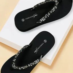 Forever Glam by Pantaloons Women's Black Wedge Flip Flops-picture-35