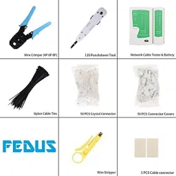 FEDUS RJ45 7 in 1 Crimping Tool Kit Combo Ergonomic, Textured (Pack of 50 Pcs) image 5
