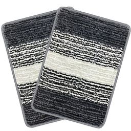bsb home Black & White 2 Pieces Striped Anti Skid Doormats-69