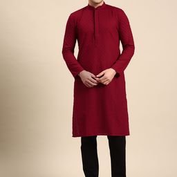 RAJUBHAI HARGOVINDAS Men Embroidered Chikankari Cotton Kurta-38
