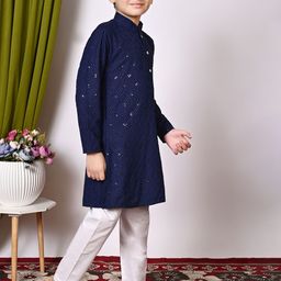 BAESD Boys Embroidered Regular Sequinned Kurta with Pyjamas image 2