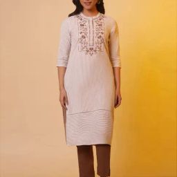 Aurelia Off White Striped Cotton Straight Kurta-picture-25