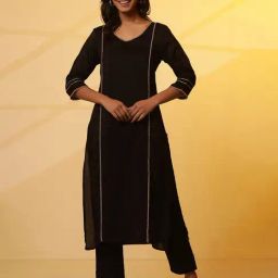 Aurelia Black Embellished Straight Kurta-image-72