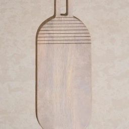 Westside Home Beige Stripe Detailed Wooden Chopper-3