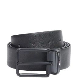 TOMMY HILFIGER Stowe Black & Wine Leather Textured Reversible Belt For Men-image-62
