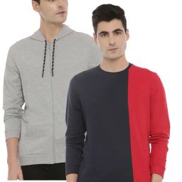 3PIN Multi Regular Fit Cotton Colour-Block Sweatshirt (Pack of 2)-15