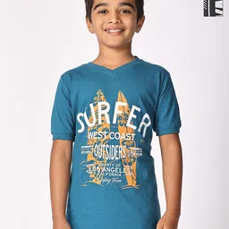 TotzTouch Boys Pack of 2 Typography Printed V-Neck Cotton T-shirts-image-16