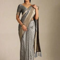 Soch Grey Other Woven Design Saree With Unstitched Blouse-picture-0