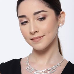 PRITA BY PRIYAASI Silver-Plated Textured Jewellery Set-image-91