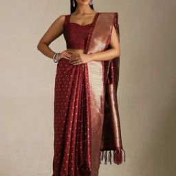Soch Maroon Other Woven Design Saree With Unstitched Blouse-image-43