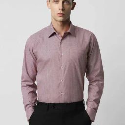 Van Heusen Red Cotton Slim Fit Checks Shirt-image-28