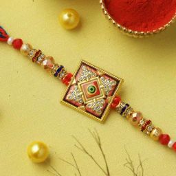 Aapno Rajasthan Red Stone Work Rakhi-image-42