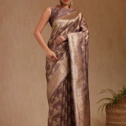 Soch Brown Other Zari Saree With Unstitched Blouse-19