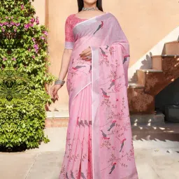 Saree Mall Pink Cotton Self Saree with Blouse Piece-image-45
