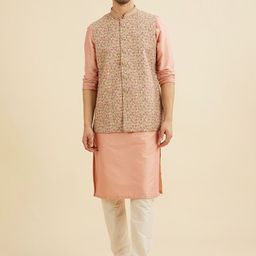 Manyavar Embroidered Woven Nehru Jacket-57