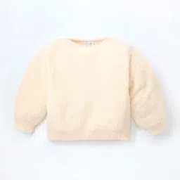 Cherry Crumble By Nitt Hyman Kids Cream Full Sleeves Self Design Sweater-image-80