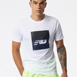 New Balance White Comfort Fit Printed Cotton Sports T-Shirt-image-96