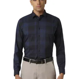 Van Heusen Navy Slim Fit Checks Shirt-picture-22