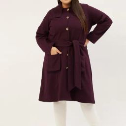 theRebelinme Plus Size Purple Fleece Relaxed Fit Coat-15