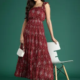 Deewa Colourblocked Georgette Empire Maxi Dress-31