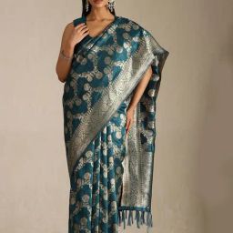 Soch Teal Other Zari Saree With Unstitched Blouse-image-68