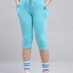 Monte Carlo Kids Turquoise Blue Solid Regular Fit Capris-image-59