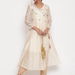 Savi Off White Chanderi Silk Anarkali Embroidered Kurta kurtis-image-49