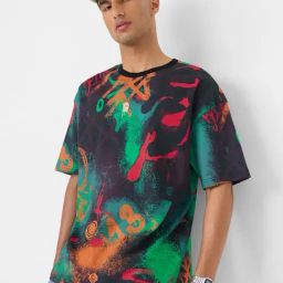 The Souled Store Multi Loose Fit Printed T-Shirt-image-52