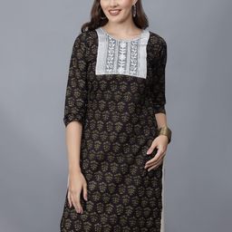 ETRAANA Printed Pure Cotton Round Neck Kurta-image-90