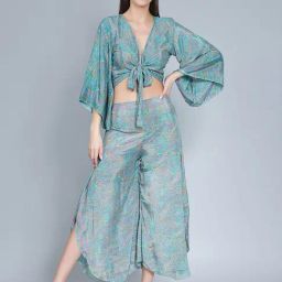 Aditi Wasan Green Printed Top With Palazzos-image-15