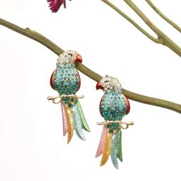 Joker & Witch Multi Vacation Vibe Peeki the Parrot Stud Earrings-image-85