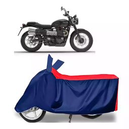 Auto Pearl Two Wheeler Cover with Bag for Triumph Street Scrambler BS6, Red & Blue-image-11