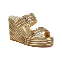 London Rag Striped Leather Wedge Sandals-picture-26