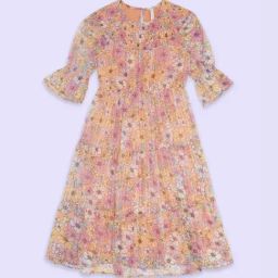 Pantaloons Junior Peach Cotton Floral Print Full Sleeves Dress-image-20
