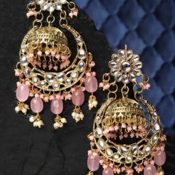 Karatcart Pink Chand Bali Earrings for Women-1