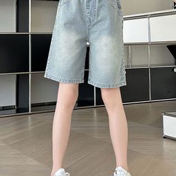 LULU & SKY Girls Washed High-Rise Denim Shorts Technology-image-63
