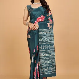 VS MALL Printed Poly Crepe Sarees-image-85