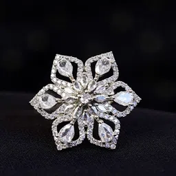 Zoey Silver-Plated Cubic Zirconia-Studded Adjustable Finger Ring-27