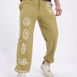 glitchez Men Conversational Print Mid-Rise Straight Fit Joggers-image-21