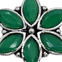 TEEJH Silver-Toned Green Artificial Beads & Stone-Studded Urmi Jewellery Set image 4