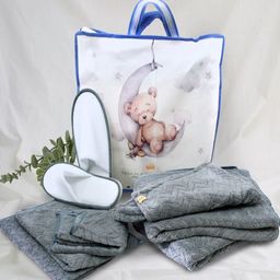 Cortina Blue 8 Pieces Self Design Microfiber 350 GSM Towel Set-26