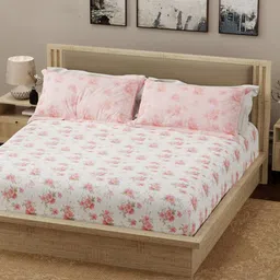 Boutique Living India White Printed Pure Cotton 300 TC King Bedsheet Set 2.74 x 2.74 m-picture-48