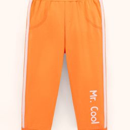 Doodle Poodle Cotton Knit Full Length Text Printed Lounge Pant - Orange-image-68