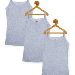 Kiddopanti Pack Of 3 Sleeveless Solid Tank Tops - Grey Melange-picture-20