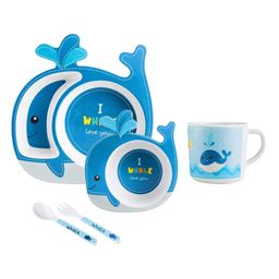 SCHOOLISH WHALE Design 5Pcs Bamboo Kids Dinnerware Set   COLOR MAY VARY-picture-16