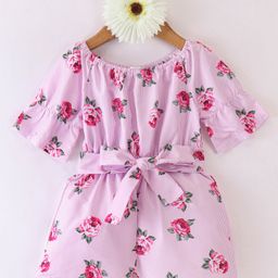 Kookie Kids Half Sleeves Jumpsuit With Cherry Print - Pink-picture-46
