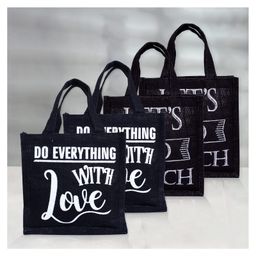 Kuber Industries Lunch Bag  Jute Carry Bag  Lunch Handbag  Lunch Bags for office  Reusable Lunch Bag with Handle  Tiffin Carry Hand Bag  Small  Pack of 4  Multi-image-81